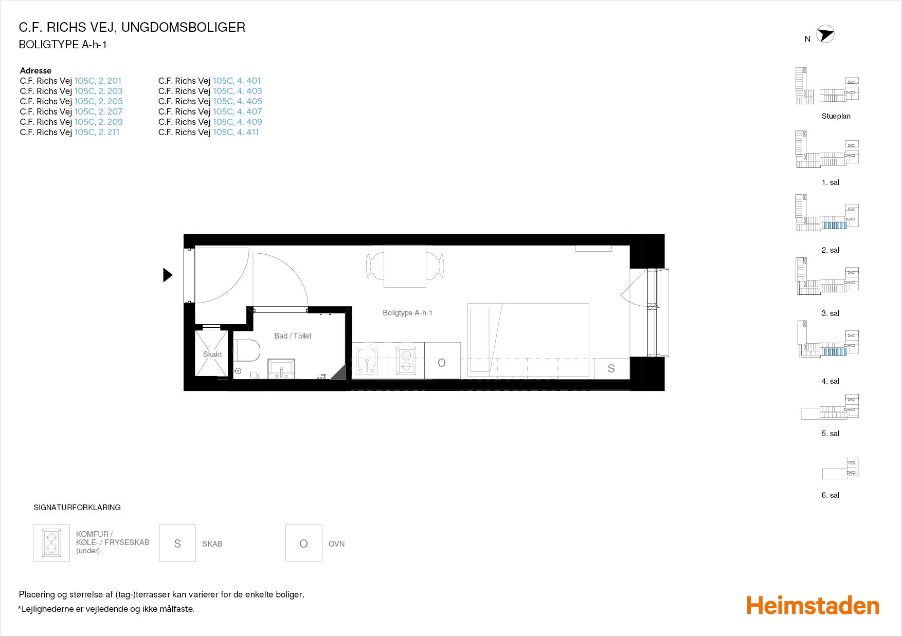 Plantegning for C.F. Richs Vej 105C, 2. 207, 2000 Frederiksberg