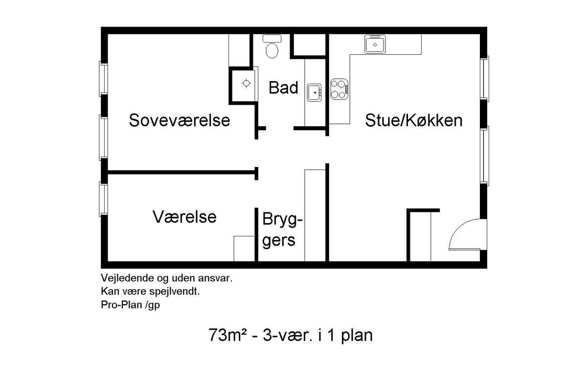 Plantegning for Svalegangen 29, 1.tv., 9380 Vestbjerg