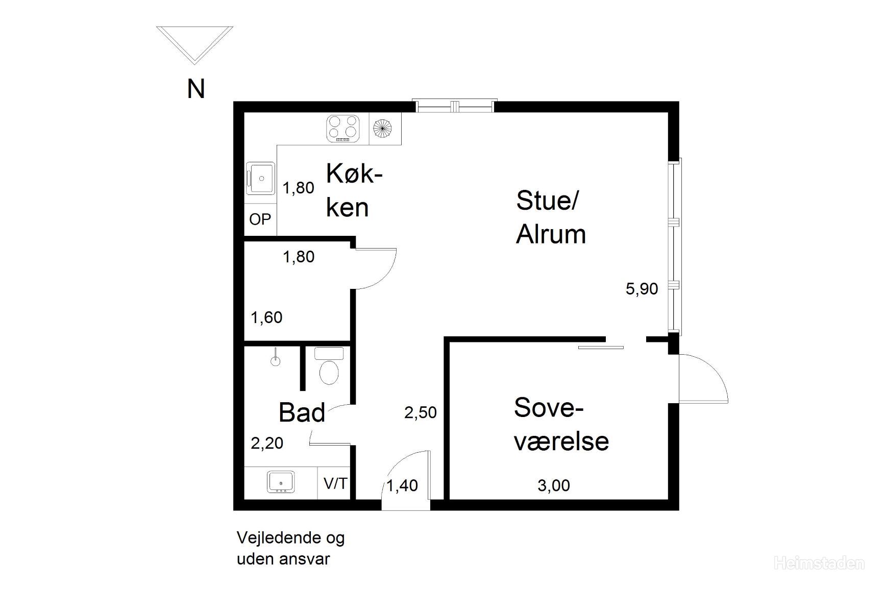 Plantegning for Brassøvej 20, 2. tv., 8240 Risskov, Århus